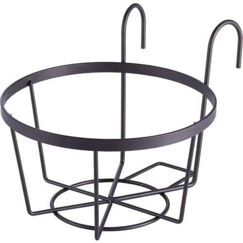 Black Iron Round Planter Balcony Planters Shelf ing Basket Balcony Decor