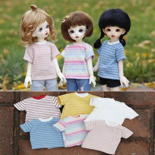 D03-P153 children handmade toy 1/6 BJD.SD Doll Accessories doll clothes Basic T-shirt striped top 1pcs