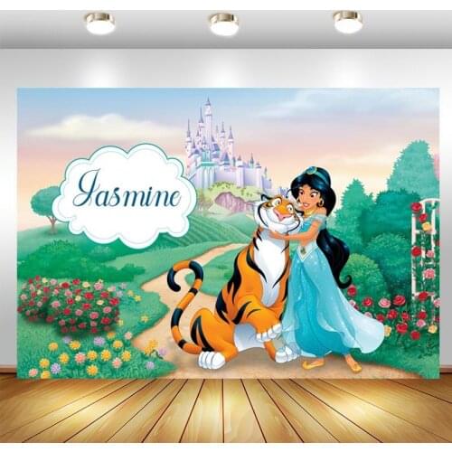 Princess Jasmine Backdrop Castle Tiger Girls Happy Birthday Party Custom Photo Background Booths Studio Props Decoration Banner