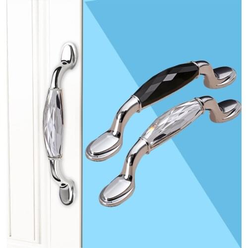 Furniture Hardware Cabinet Pulls Crystal Handles for Drawers Kitchen Knobs Silver Glass Handle Black Sideboard Modern Accessori