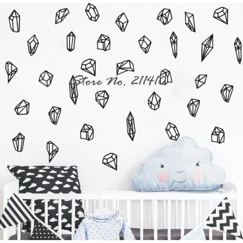 Geometric Shapes & Gems Wall Decal - 50 Modern Vinyl Decals, Wall Stickers, Geometric Wall Decor - Great For Home Decor D999