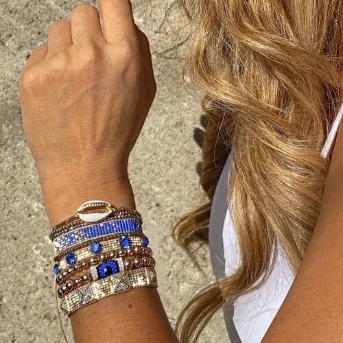 BLUESTAR Turkish Evil Eye Bracelet Women MIYUKI Bracelets Chic Shell Mexican Handmade Micro Pave Jewelry