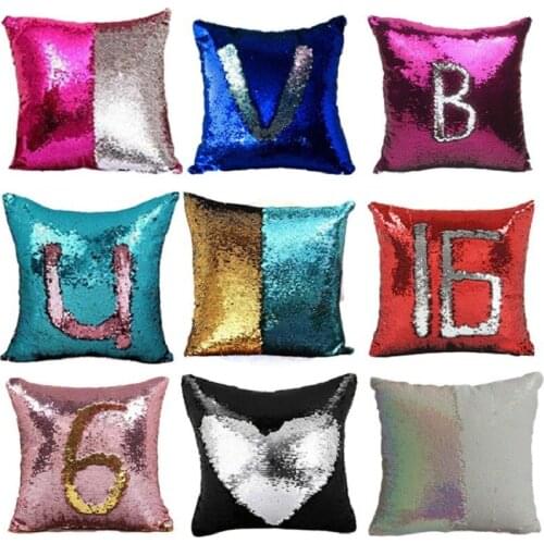 GY0768 Fashion Two Tone Glitter Sequins Throw PillowsCase 1PC(NoFilling) Magical Color Changing Pillow