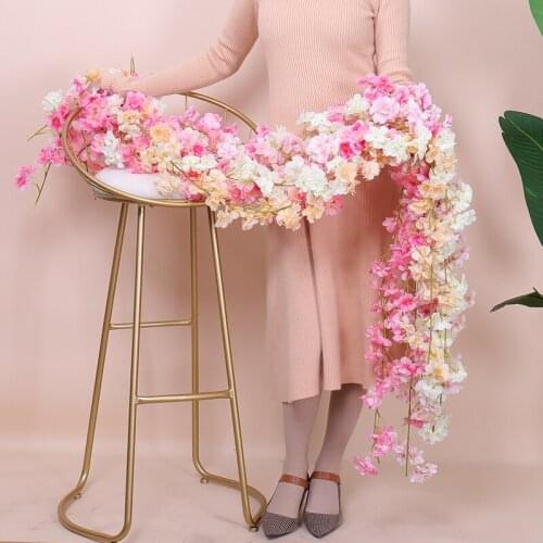 180cm Artificial flowers Romantic Cherry blossom Rattan Home Wedding Arch Party decoration Vines Silk Ivy wall Hanging Garland