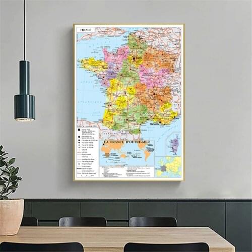 Transportation Map of The France In French 60*90cm Wall Art Poster Canvas Painting Living Room Home Decoration School Supplies