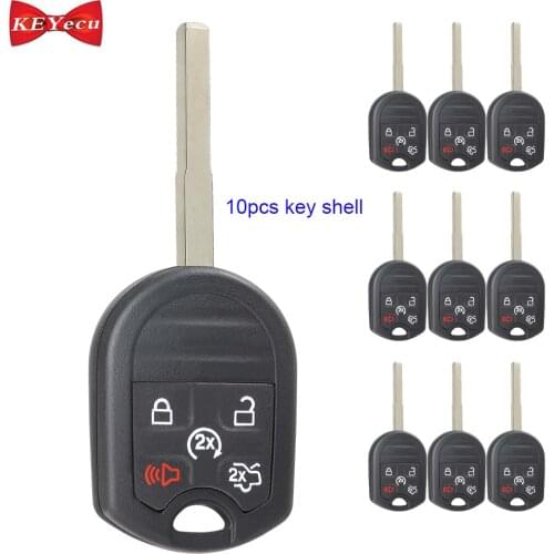 KEYECU 10pcs for Ford C-Max Escape Focus Fiesta Transit Connect Remote Car Key Shell Case HU101 Blade for OUC6000022