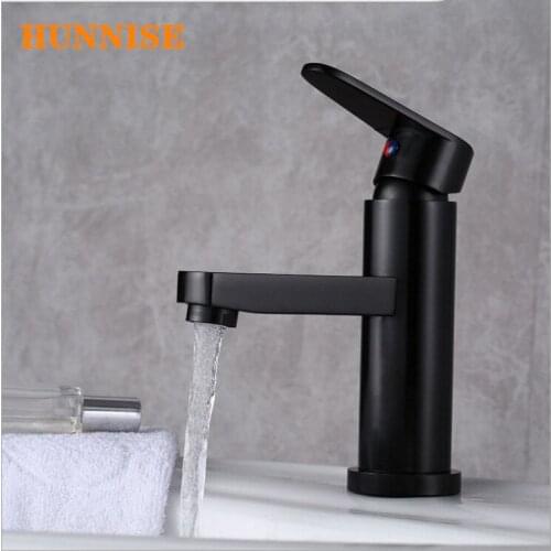 Round Black Bathroom Basin Water Faucet Hot and Cold Bath Sink Mixer Tap Deck Mounted Easy Installed Bathroom Washing Sink Mixer