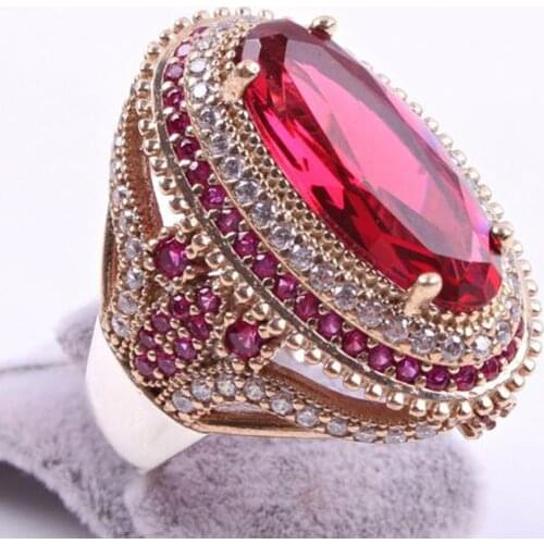 Fashion Oval Cut Full Rhinestone Ring Eternity Pink Zircon Jewelry Luxury Elegant Charm 2019 Wedding Rings For Women O3M397