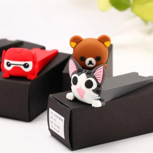 Cartoon Silicone Door Stopper Wedge Door Catcher Block Home Office Children Security Door Card Bear Armor Cat Shape
