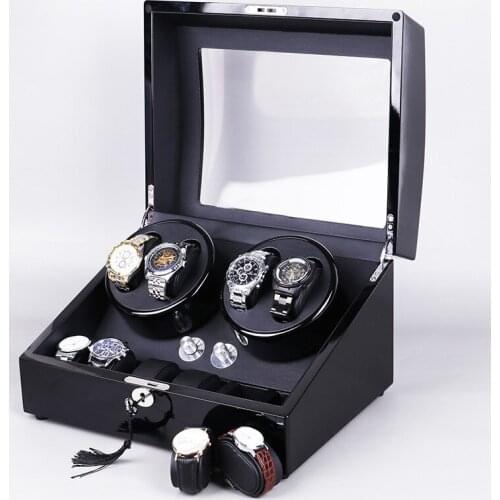 Watch Winders For Automatic Watches Mechanical Watch Luxury Watch Winder 4+6 Storage Box Electric Motor Spin Cabinet Piano Paint