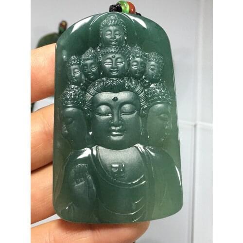 Natural Myanmar jade 7A HandCarved Buddha jadeite emperor green jade pendant jade necklace pendants jewelry jade necklaces