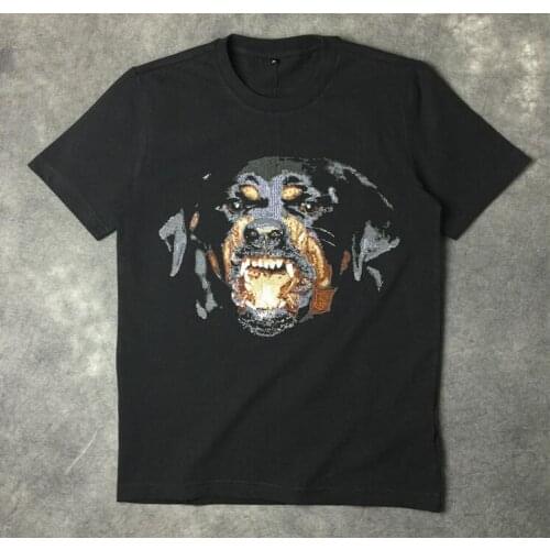New Novelty 2020 High Men embroidery Rottweiler T Shirts T-Shirt Hip Hop Skateboard Street Cotton T-Shirts Tee Top kenye #D48