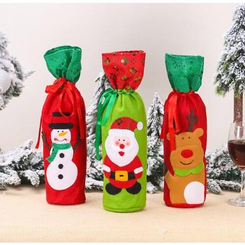 New Christmas Supplies Christmas Sequins Embroidered Wine Bottle Bag Santa Claus Elk Snow Man Red Wine Cover