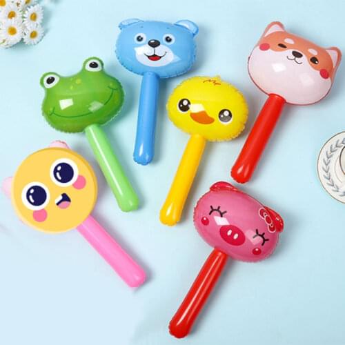 New Hot Cute Cartoon Inflatable Hammer Air Hammer With Bell Kids Children Blow Up Noise Maker Toys Color