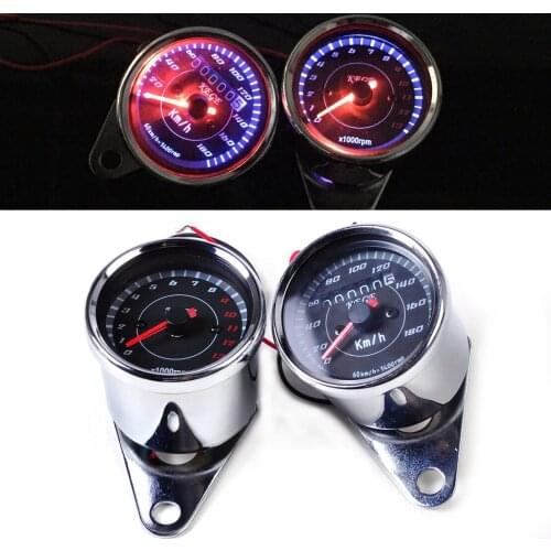 New Universal Chrome LED 13000 RPM Tachometer + Dual Speedometer Odometer Gauge Meter Motorcycle for Honda Yamaha Suzuki