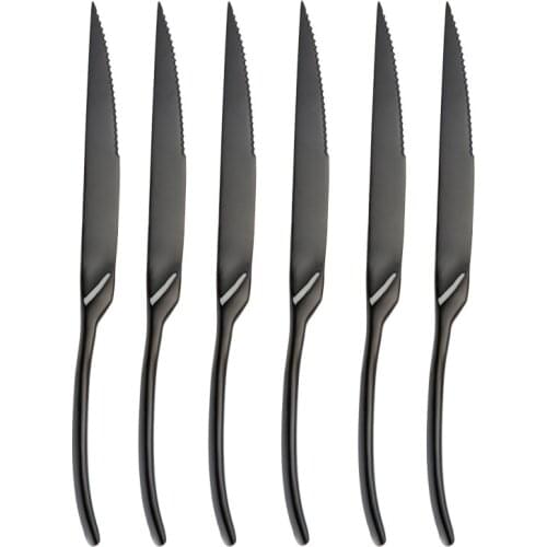 Steak Knives Heavy-Duty Gold Black Silver Stainless Steel Steak Knife Set Of 6/12 pcs For Hotel Restaurant Kitchen Dropshipping