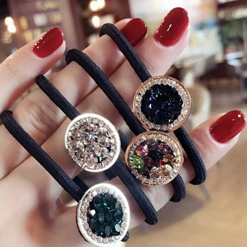 Hair Rope for Women Hair Accessories Rhinestone Rubber Elastic Hairband Girls Rubber Seamless Shiny Hair Ring Fashion Headwear