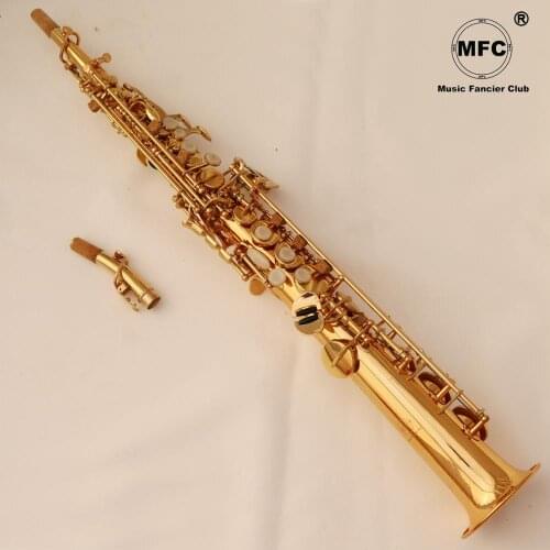 Free Shipping New Music Fancier Club Professional Soprano Saxophone Gold Lacquer Musical Instruments Sax Soprano With Case