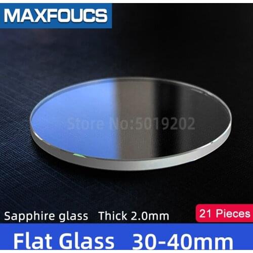 Watch Glass Thick 2.0mm Diameter 30-40 mm Flat Sapphire Anti scratch Smooth Round Transparent Crystal ，21 pieces Suit