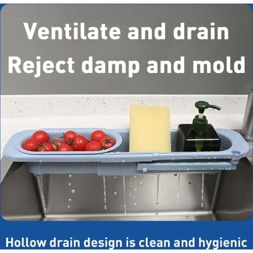 Telescopic Sink Shelf Kitchen Sinks Organizer Soap Sponge Holder Sink Drain Rack Storage Basket Kitchen Gadgets Accessories