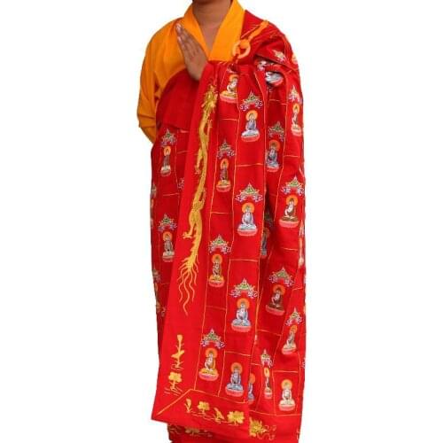 Unisex high quality embroidery Thousand Buddha cassock kesa robe zen lay gown clothing zuyi buddhist shaolin monk kung fu suits