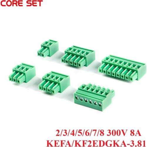 5Pcs KF2EDGKA PCB Vertical Connector Plug-in Terminal Pitch 3.81MM Connector 2/3/4/5/6/8P Terminal Block 300V 8A Pluggable New