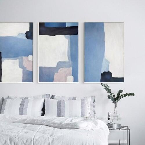 Vintage Abstract Painting Simple Blue Geometric Art Canvas Poster And Print Picture Gallery Wall Decoration For Living Room Home