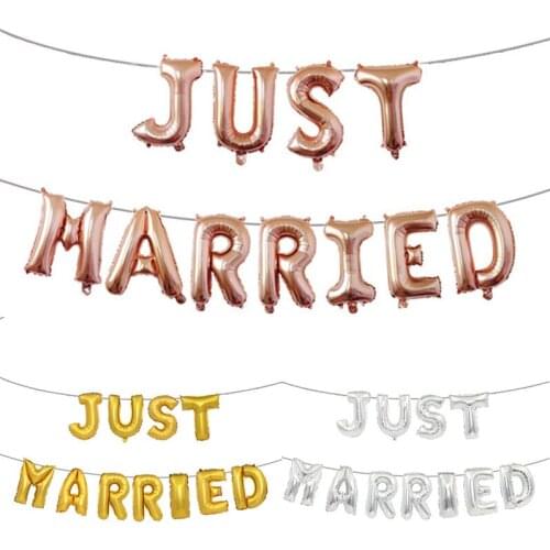 Just Married Balloon Foil Balloons Wedding Inflatable Helium Ballon Bride Groom Wedding Banner Decor Marrige Party Accessories