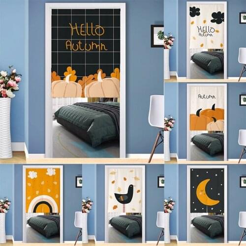 Nordic Cartoon Partition Door Curtain Fabric Curtain Bedroom Kitchen Half Panel Curtain Shower Blackout Curtain Home Decoration