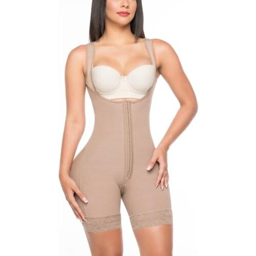 Womens Bodysuit Tan Compression Garment Tummytuck Control Shapewear Slimming Fajas Lace Body Shaper
