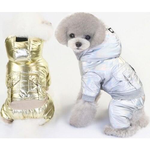 Winter Waterproof Dogs Jumpsuit Thicken Warm Pet Hoodies Dog Clothes Four Legs Overalls For Small Dogs Puppy Schnauzer Jacket