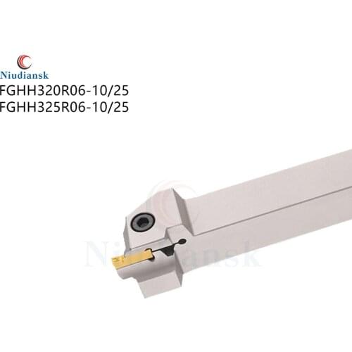 1pc FGHH320R06-10/25 Spring Steel Grooving Tool Holder FGHH325R06-10/25 End Face External Slotting Turning Tool CNC Lathe Tools