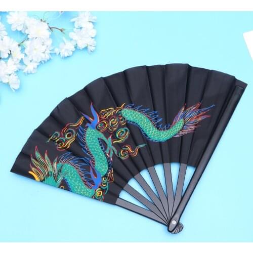 1Pc Plastic Chinese Fan Kungfu Fan Martial Arts Fan Performance Fan Taichi Fan (Black)