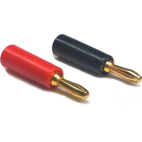 10 pcs/lot 4 MM Banana Plug Gold Plating Connectors Black Red Plastic Plug Housing Stereo Plug Dual Audio Channel Headphone