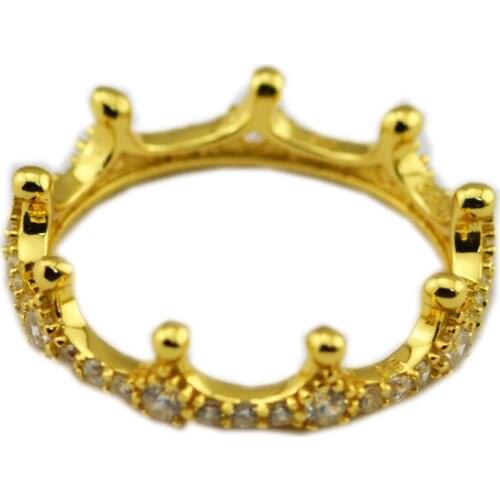 100% 925 Sterling Silver Rings for Women Shine Enchanted Crown Ring Clear CZ Fine Jewelry Wedding Party Gift Wholesale