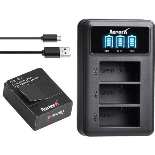 1Pc 1300mAh AHDBT-301 AHDBT301 AHDBT 302 Li-ion Camera Battery + LED 3-Ports USB Charger for GoPro Hero3 Gopro Hero 3/3+ Cameras