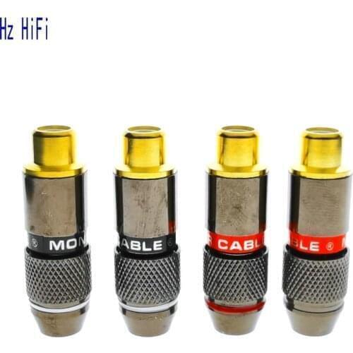 2PCS Gold Plated RCA FEMALE Plug Screws Locking Soldering For HiFi Audio Video RCA Connector DIY RCA Plugs