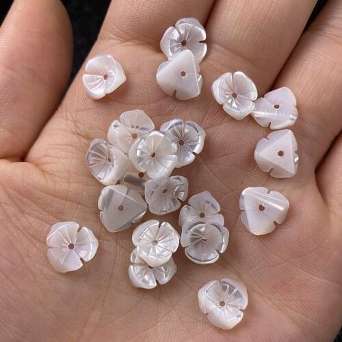 5Pcs Natural Shell Beads Mother Of Pearl Flower-Shaped Shell For Jewelry Making DIY Bracelet Earring Handiwork Sewing Accessory