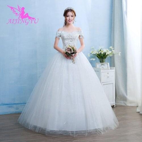 AIJINGYU Plus Size Korean Gowns Lace Tulle Widding 2 Piece Discount Bridal Beautiful Wedding Dresses For Sale