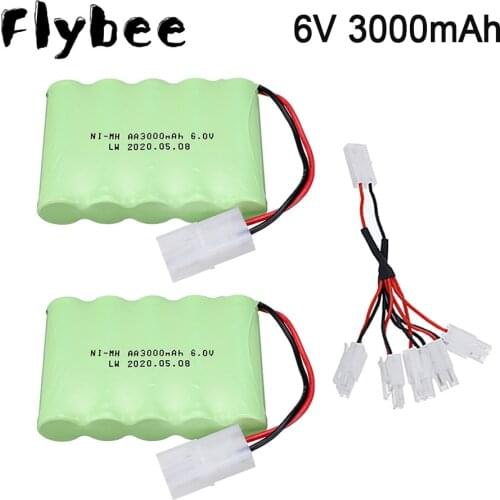 6V battery For RC Racing Cars RC Truck rc Robots rc Tanks rc Gun rc Boats battery sprae parts 6V 3000mAh with charger set Tamiya