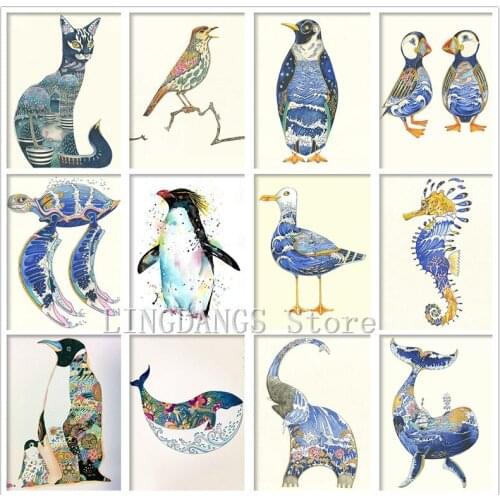 5D DIY Full Drill Diamond Painting Color Whale Cat Penguin Turtle Duck Flower Diamond Mosaic Embroidery Cross Stitch Home Decor