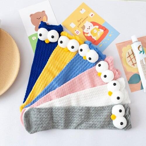 Kids Knee High Socks Cartoon Big Eyes Cotton Breathable Mesh Frilly Socks for Infant Baby Boys Girls Toddler Socks Long Socks