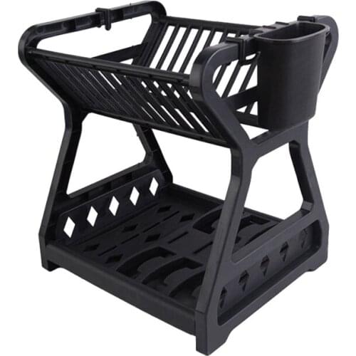 Double-Layer Kitchen Dish Bowl Draining Storage Rack With Chopstick Cage Household Tableware Organizer Tray Box Basket