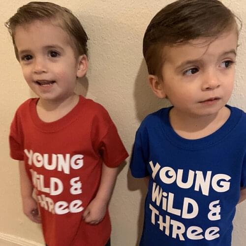 Young Wild and Three Toddler Tshirt 3rd Birthday Shirt Girl Boy Casual Shirt Tops Fashion Style Streetwear Children Gift Clothes