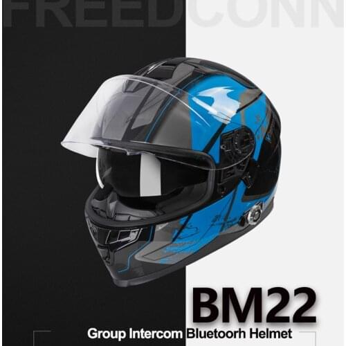 BM22-967 Full Depluex Motorcycle Bluetooth Intercom for 6 Riders BT Wireless Intercomunicador Interphone FM MP3 Full Face Helmet