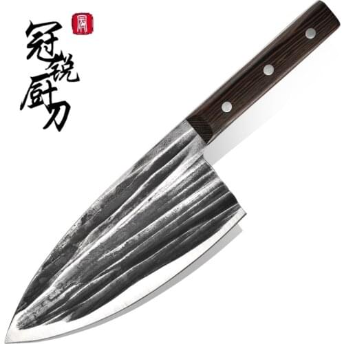 Handmade Forged Butcher Knife Full Tang Kitchen Chopper Outdoor Meat Cleaver Camping BBQ Fishing Cutlery Wooden Handle Gift Box