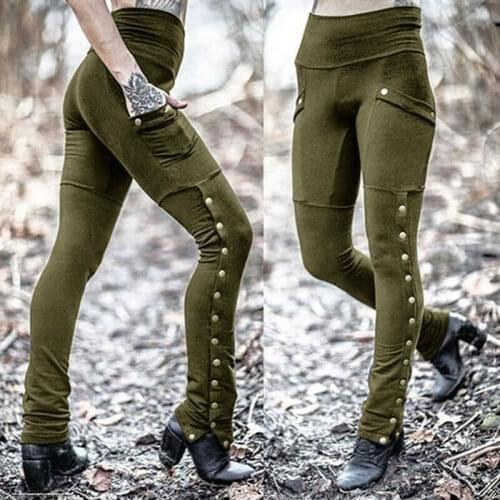 NEW Women Silm Fit Medieval Steampunk Gothic Leggings Trouser Skinny Pants