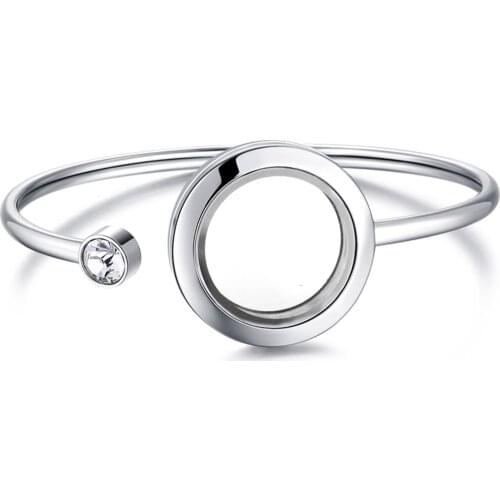 Mesinya Men Women Girl Boys 316L Stainless Steel Adjustable Floating Charms Glass Locket Opening Bracelets Bangles