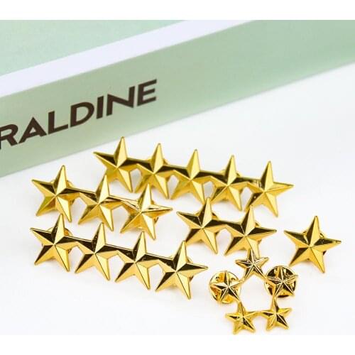 Chinese Style Rank Level Badge Metal Five-pointed Star Badge Brooch Hat Badge Epaulette Collar Buckle DIY Decoration Accessory