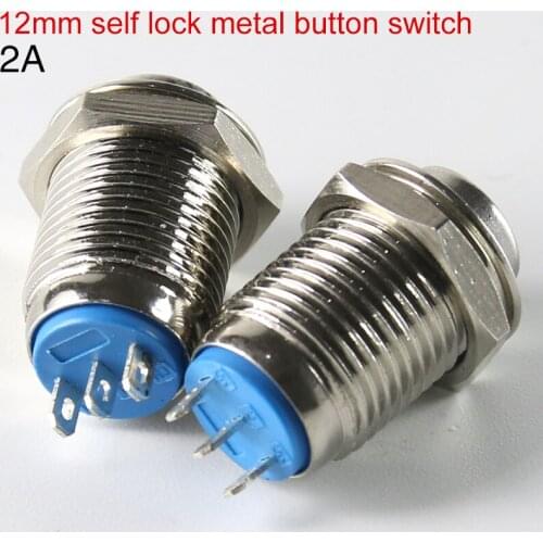 12mm metal button switch self lock the instant rebound switch normally open a normally closed current 2A three feet